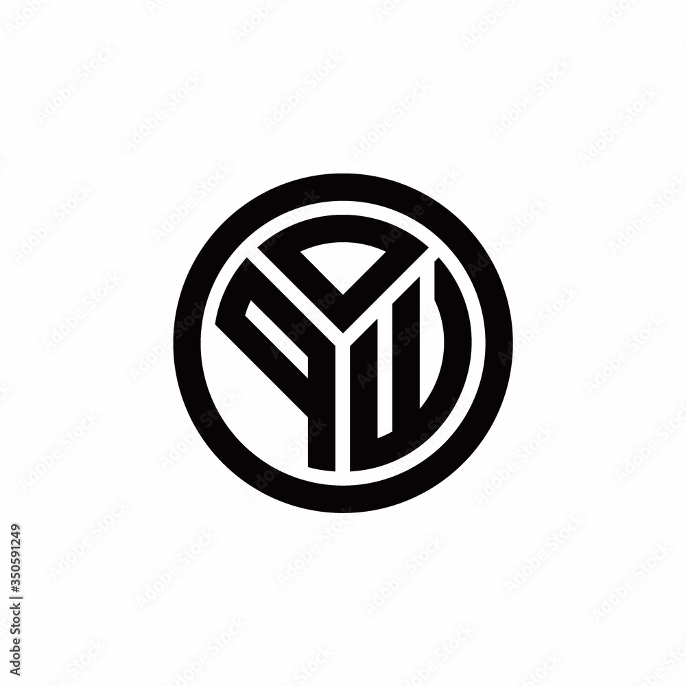 PW monogram logo with circle outline design template PW monogram logo with circle outline design template