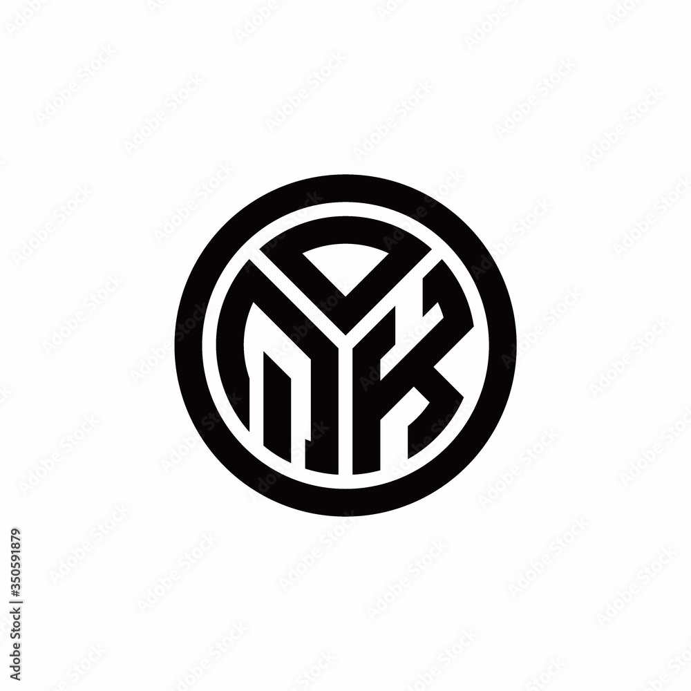QK monogram logo with circle outline design template QK monogram logo with circle outline design template