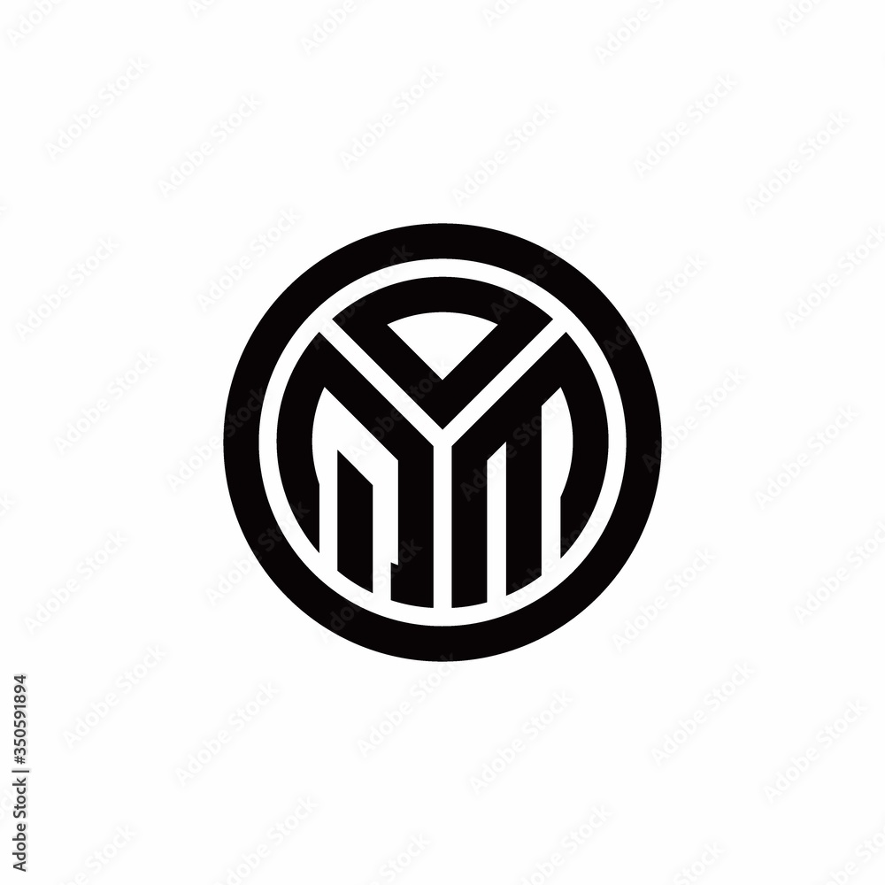QM monogram logo with circle outline design template QM monogram logo with circle outline design template