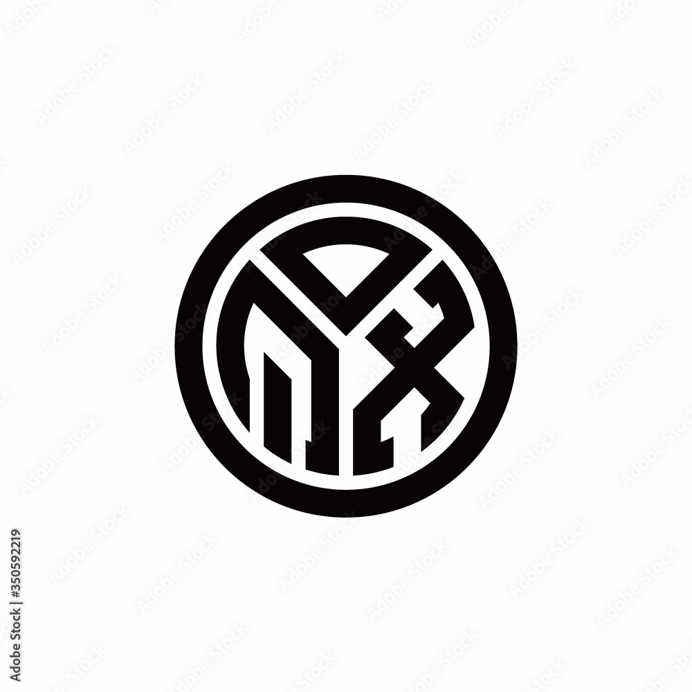QX monogram logo with circle outline design template QX monogram logo with circle outline design template