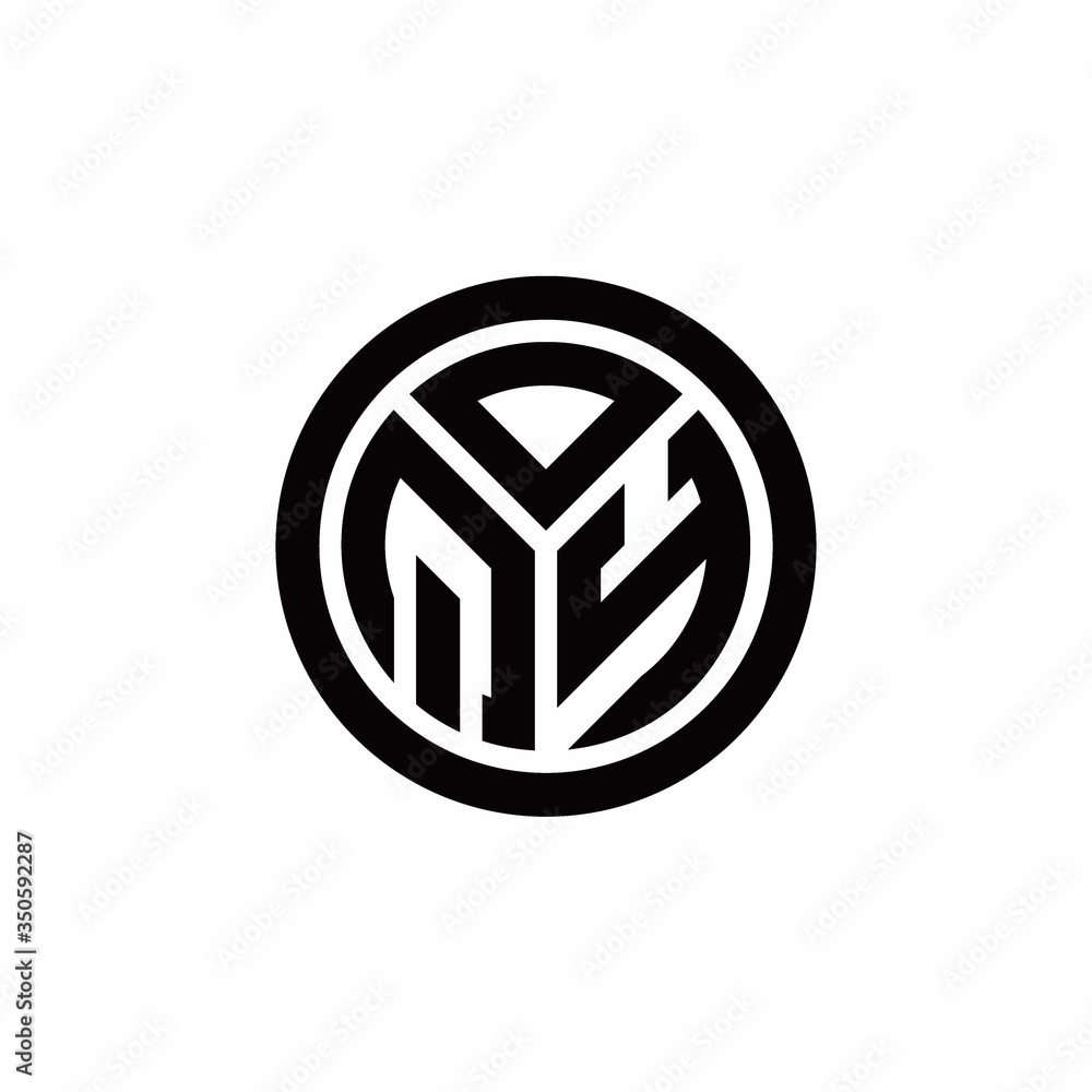 QY monogram logo with circle outline design template QY monogram logo with circle outline design template