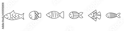 Fotografija Set of cute exotic fish