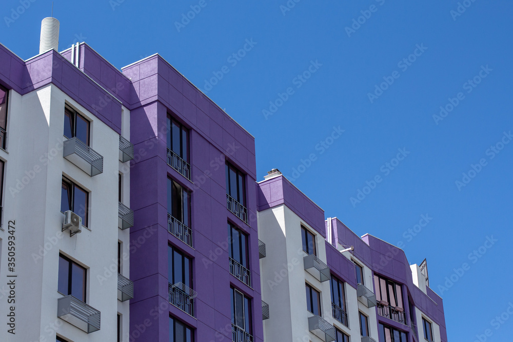 purple new houses on sky background