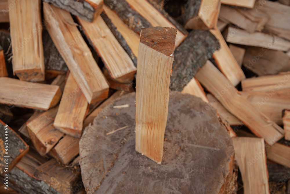 Trees in the sawmill are stacked in bags for sell. Stacks of firewood. Preparation of firewood for the winter. A heap of woodpile. Chopped wood. Firewood.Pile of wood logs ready for winter
Trees in the sawmill are stacked in bags for sell. Stacks of firewood. Preparation of firewood for the winter. A heap of woodpile. Chopped wood. Firewood.Pile of wood logs ready for winter