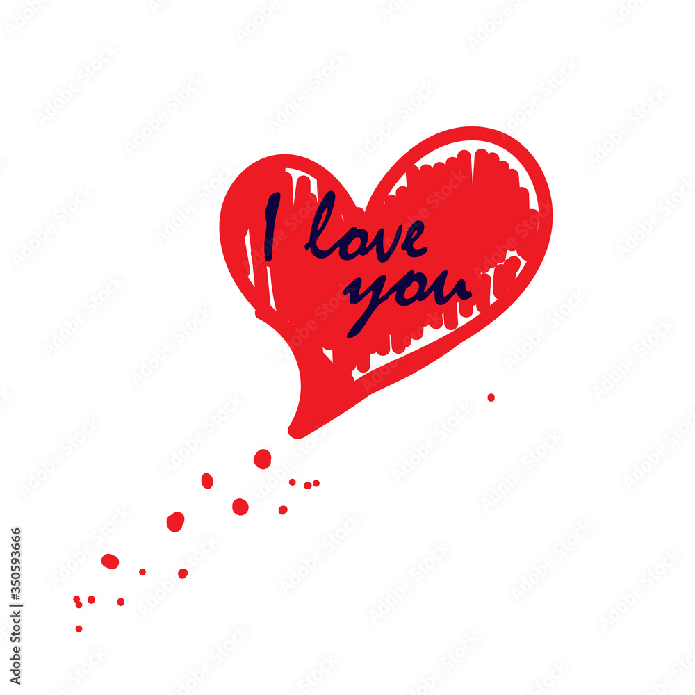 Heart with the inscription i love you on white background. Vector illustration