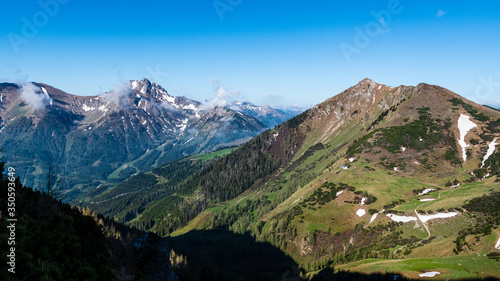 The  Eisenerzer Reichenstein  and  Polster  mountain on a beautiful day   Hochschwab  mountain range