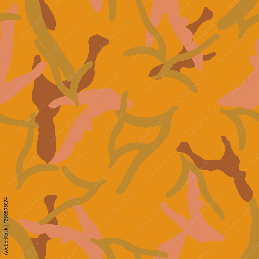 UFO camouflage of various shades of orange, green and brown colors UFO camouflage of various shades of orange, green and brown colors