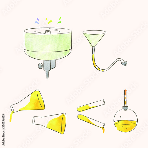 Watercolor Illustrated Laboratory element test tubes