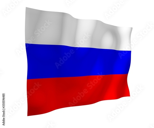 Waving flag of the Russian Federation. The National. State symbol of the Russia. 3D illustration