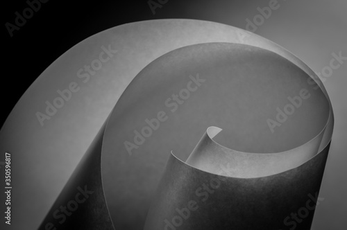 Abstract spiral sheets of rolled white paper - Minimalistic background