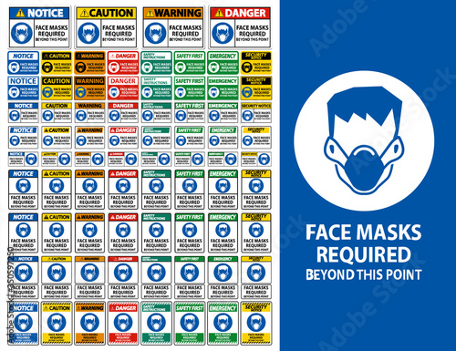 Face Masks Required Beyond This Point Sign Isolate On White Background