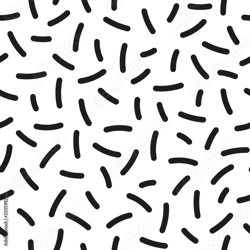 Memphis Style seamless pattern. Black and white Abstract Background