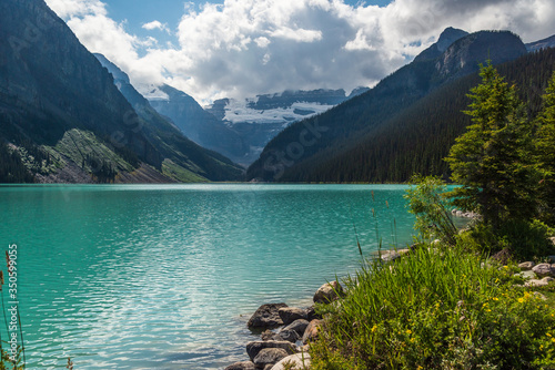 lake Louise nature scenery inside Banff National Park, Alberta, Canada