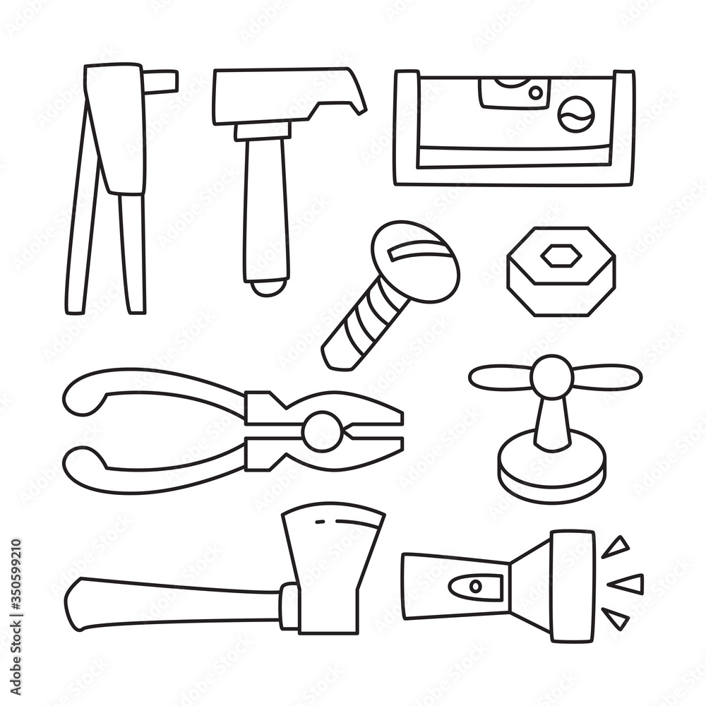 Fototapeta premium tools hand drawn doodle line design