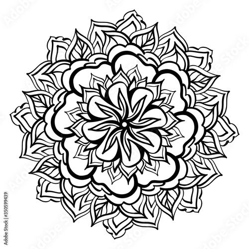 Mandala coloring book page. Line art  black and white illustrations hand drawn.