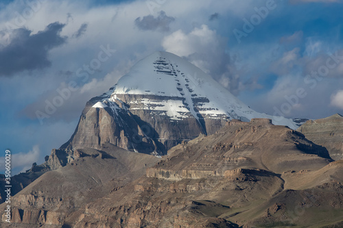 View on the south face of holy mount Kailash, a sacred place of pilgrimage for buddhists and hindus in Tibet, Chin