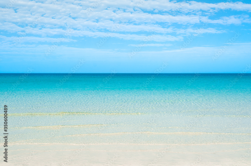 Obraz premium Beautiful landscape of clear turquoise ocean and sandy beach in Saadiyat island