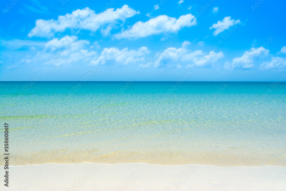 Beautiful landscape of clear turquoise ocean and sandy beach in Saadiyat island