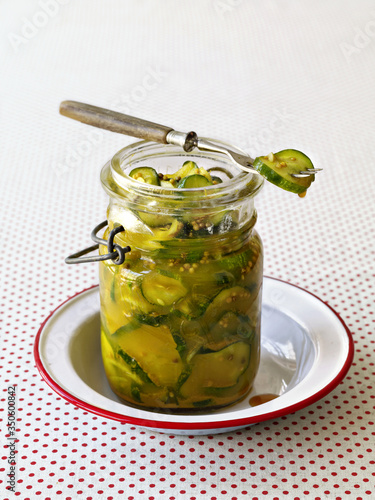 a jar of cucumber pickles 