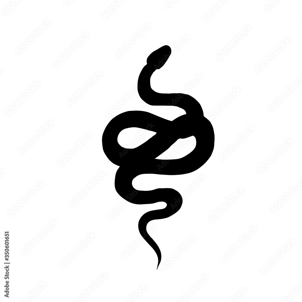 Obraz premium Snake silhouette. Vector. Isolated illustration. Sketch new school tattoo style