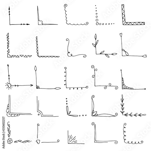 set of hand drawn corners