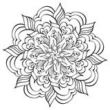 Mandala coloring book page. Line art, black and white illustration hand drawn.
