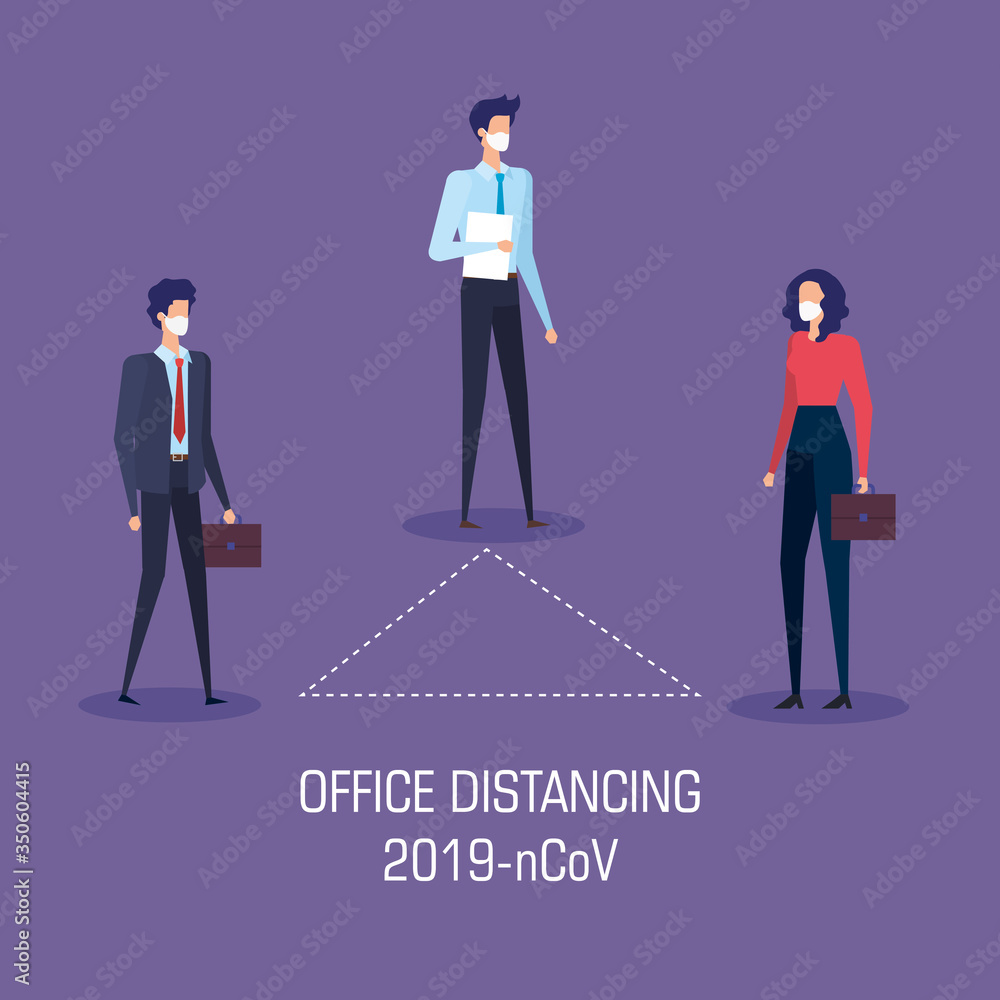 campaign of social distancing for 2019 ncov with business people vector illustration design campaign of social distancing for 2019 ncov with business people vector illustration design