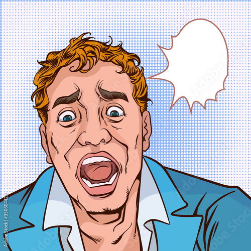 Surprised man businessman. Pop art retro vector illustration vintage kitsch.The image is separated from the independent background.