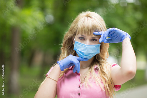 
masked girl and glove, coronavirus, covid