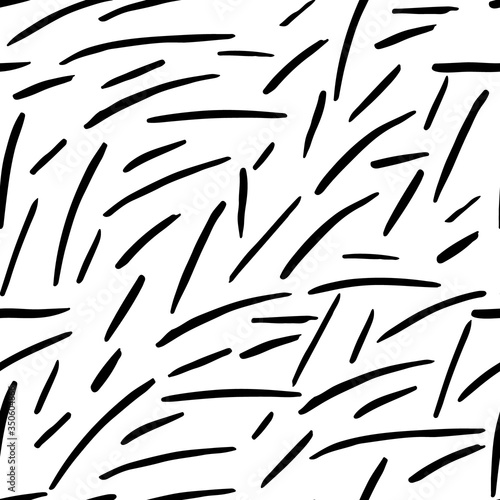 black and white seamless pattern with brush strokes