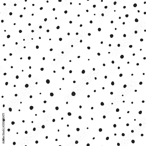 Hand Drawn Doodle Seamless Pattern With Black Dots