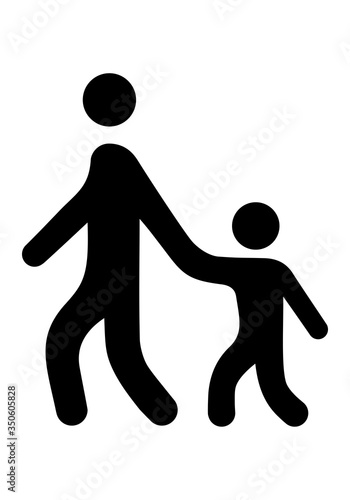 Sign symbol adult leads the child by the hand. Pedestrians. Vector illustration.