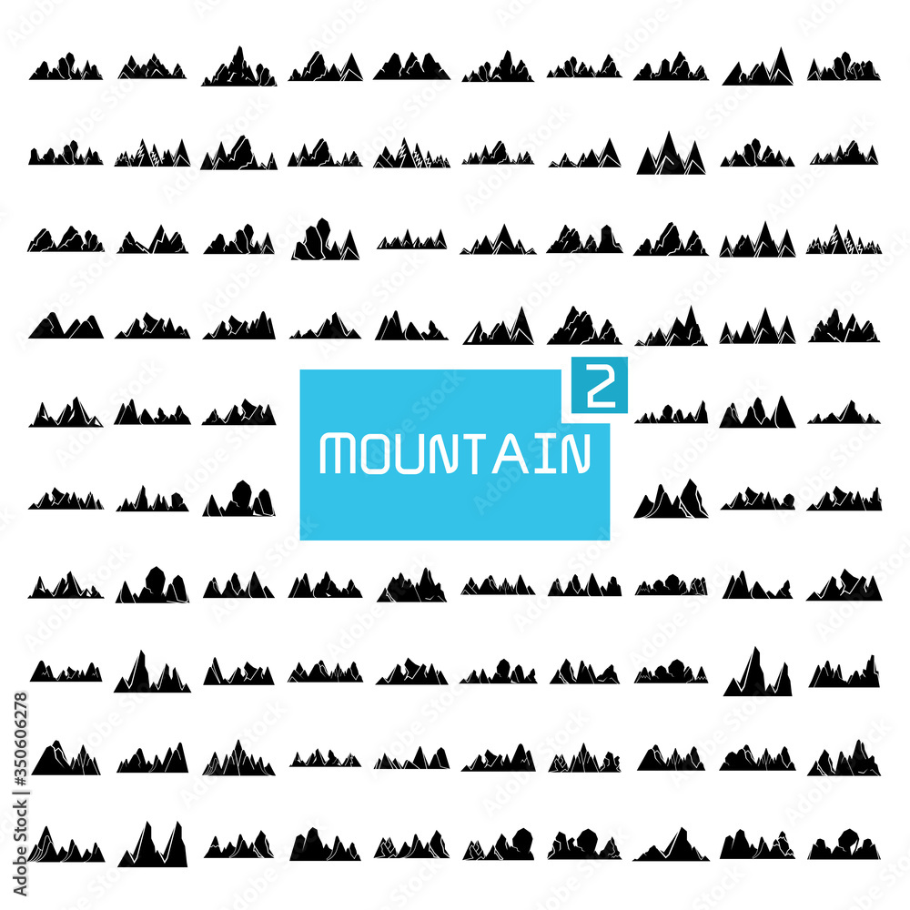 Obraz premium mountain range silhouette vector illustration set