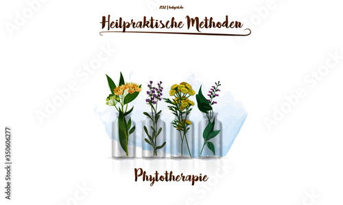Heilpraktiker Heilkunde Phytotherapie Kräuterkunde Kräutermedizin Aquarell Wasserfarbe