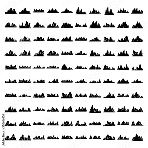 mountain range silhouette vector illustration set