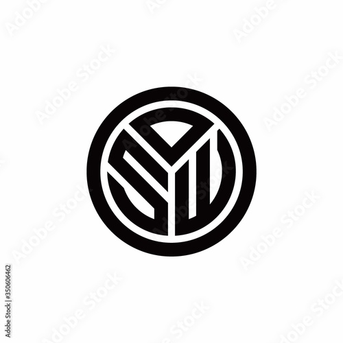 SW monogram logo with circle outline design template