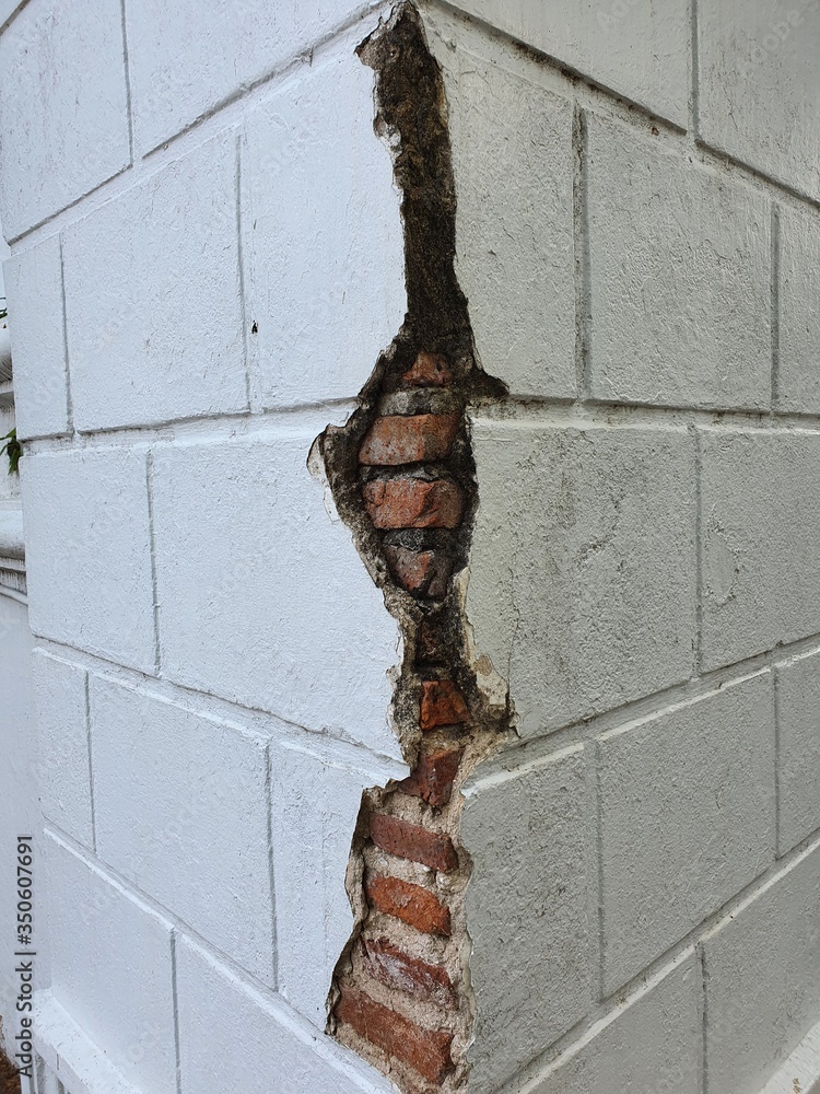 Exterior wall cracks such as cracks in the brickwork, surface or