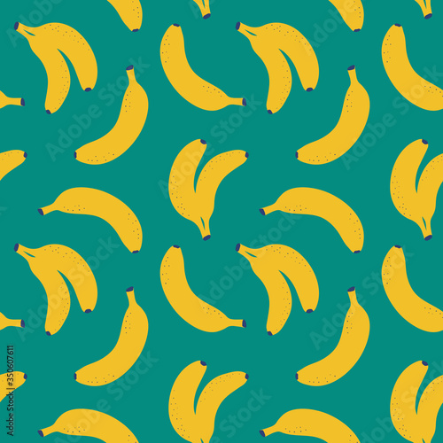 Banana vector seamless pattern. Simple fruits background. Summer pattern for decoration design, poster, textile. Tropical backdrop. Vegetarian healthy food illustration