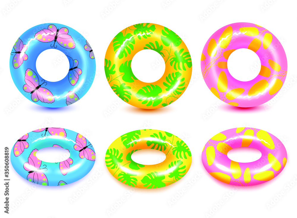 Swim rings on white background. Inflatable rubber toy for water and beach or trip safety.
Life saving floating lifebuoy for beach or ship, rescue belt for saving people. Vector illustration. Swim rings on white background. Inflatable rubber toy for water and beach or trip safety.
Life saving floating lifebuoy for beach or ship, rescue belt for saving people. Vector illustration.