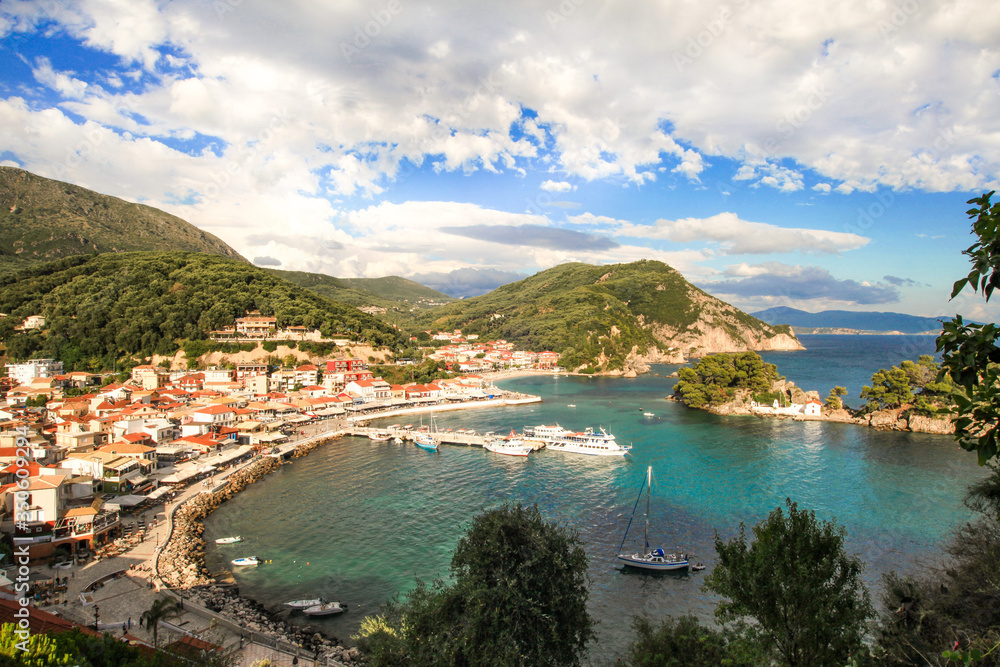 Beautiful view of Parga port in Greece in the afternoon