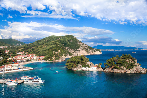 The view of the small island in Parga in the afternoon