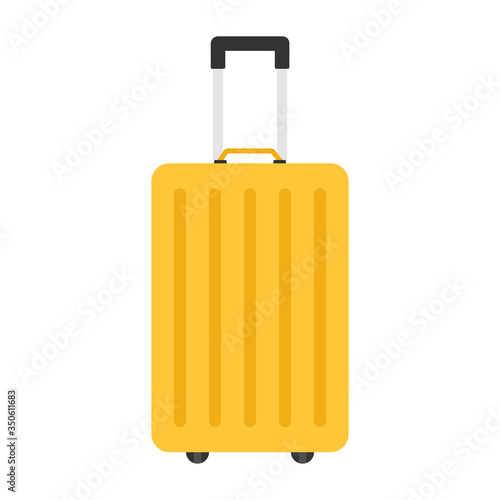 Flat icon yellow suitcase isolated on white background. Vector illustration.