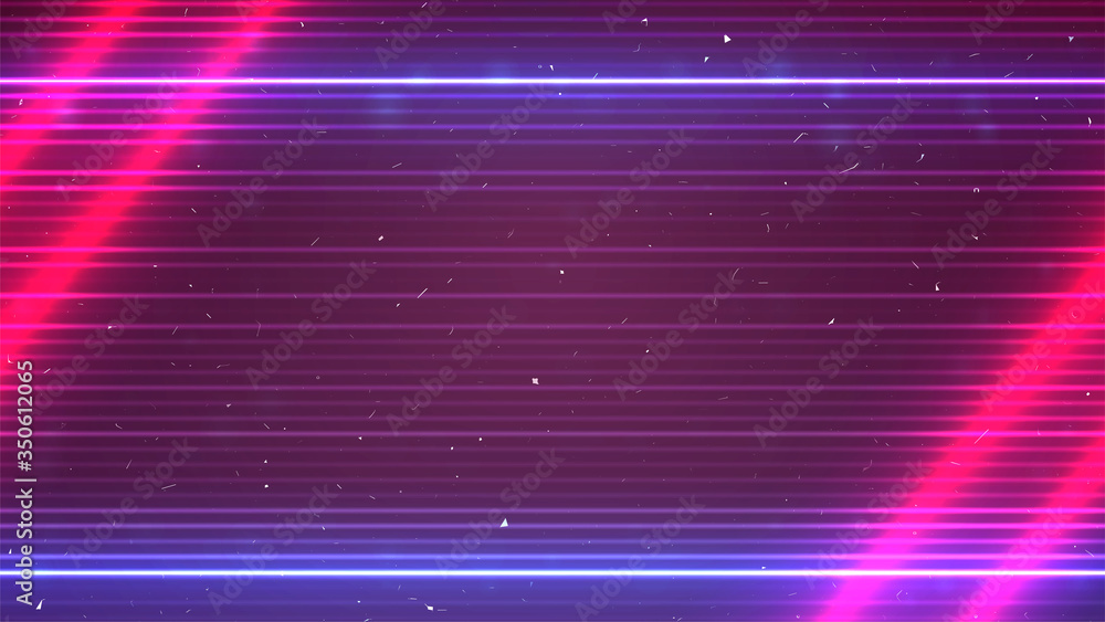 Cyberpunk neon background. Pink and blue light. Retro future style. Vintage  grain effect. Old TV lines. Cyber wallpaper. 80s party flyer template.  Stock vector illustration Stock Vector | Adobe Stock