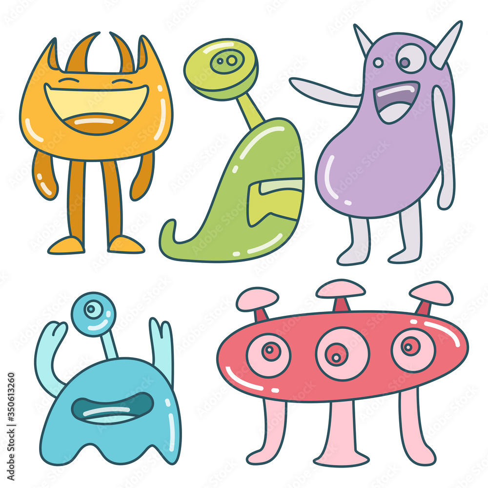 Fototapeta premium funny and doodle monster character color design theme