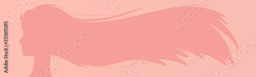 Beautiful woman's face silhouette pink, old rose color background. Vector banner design concept for beauty salon, massage, cosmetic and spa.
