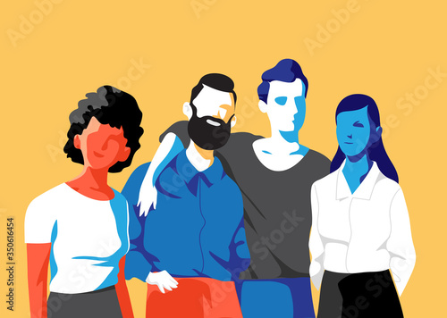 Gruppo di amici o colleghi maschi e femmine	