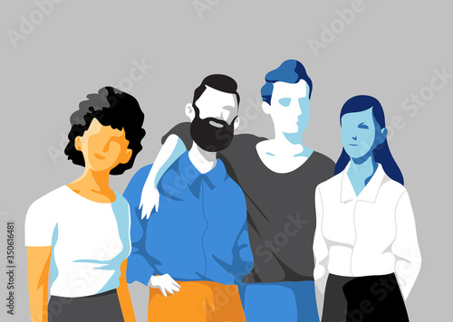 Gruppo di amici o colleghi maschi e femmine