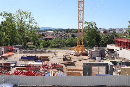 Chantier de construction dans le quartier de la Duchère à Lyon - Ville de Lyon - 9 ème arrondissement - Département du Rhône - France