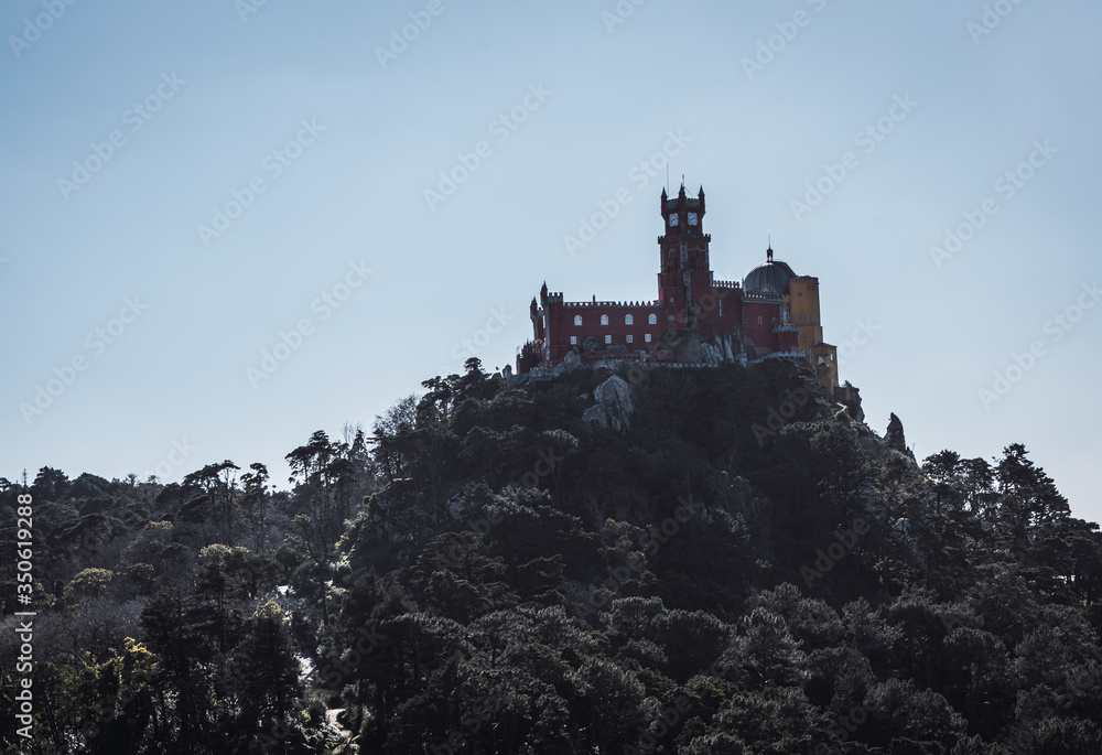 palace of grief of sintra on top of the mountain in portugal