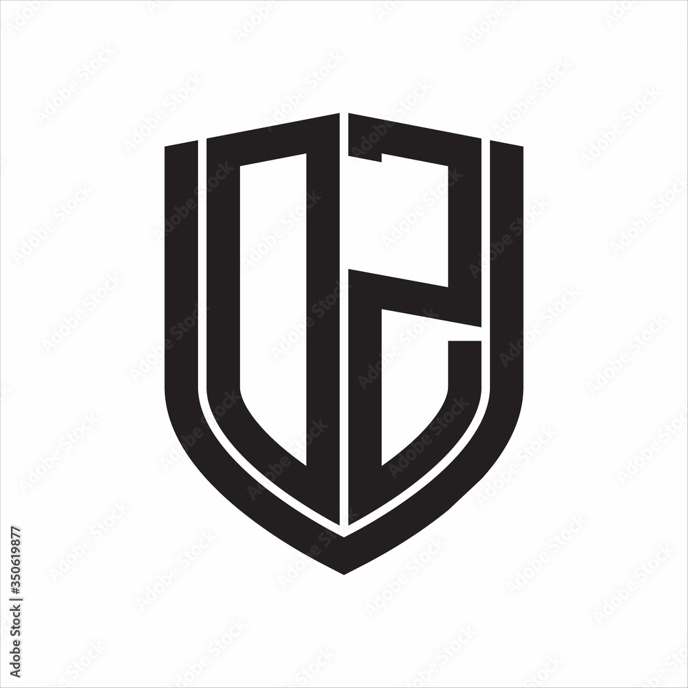 DZ Logo monogram with emblem shield design isolated on white background DZ Logo monogram with emblem shield design isolated on white background